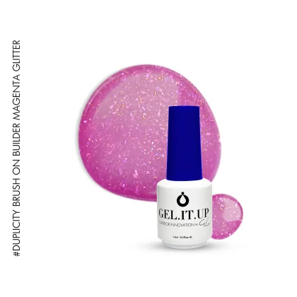 Gel It Up Duplicity Brush on Builder Magenta Glitter