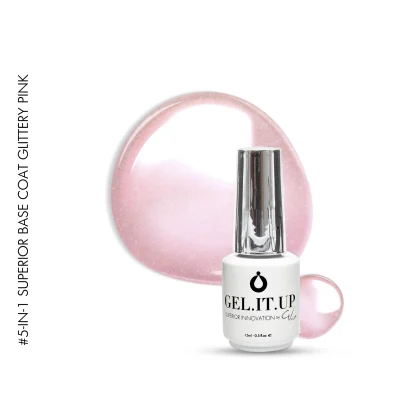 Gel It Up 5-in-1 Superior Base Coat Glittery Pink