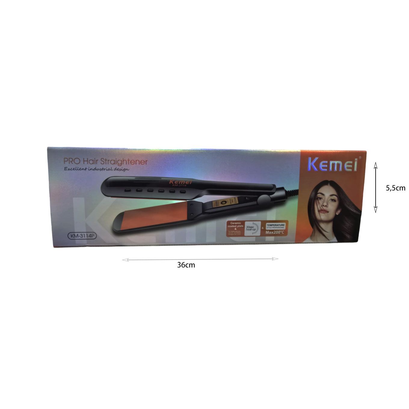 Kemei KM-3114P Πρέσα Μαλλιών με Κεραμικές Πλάκες