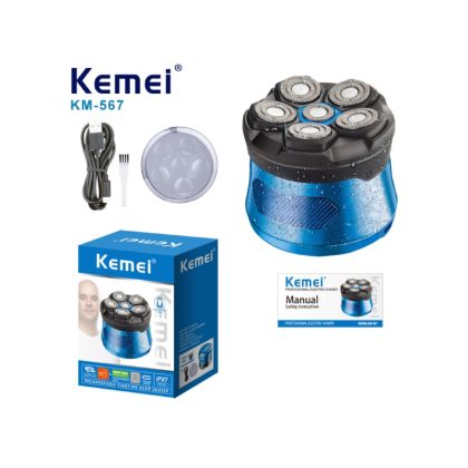 Ξυριστική Μηχανή Κεφαλής & Προσώπου Kemei KM-567 Επαναφορτιζόμενη Αδιάβροχη